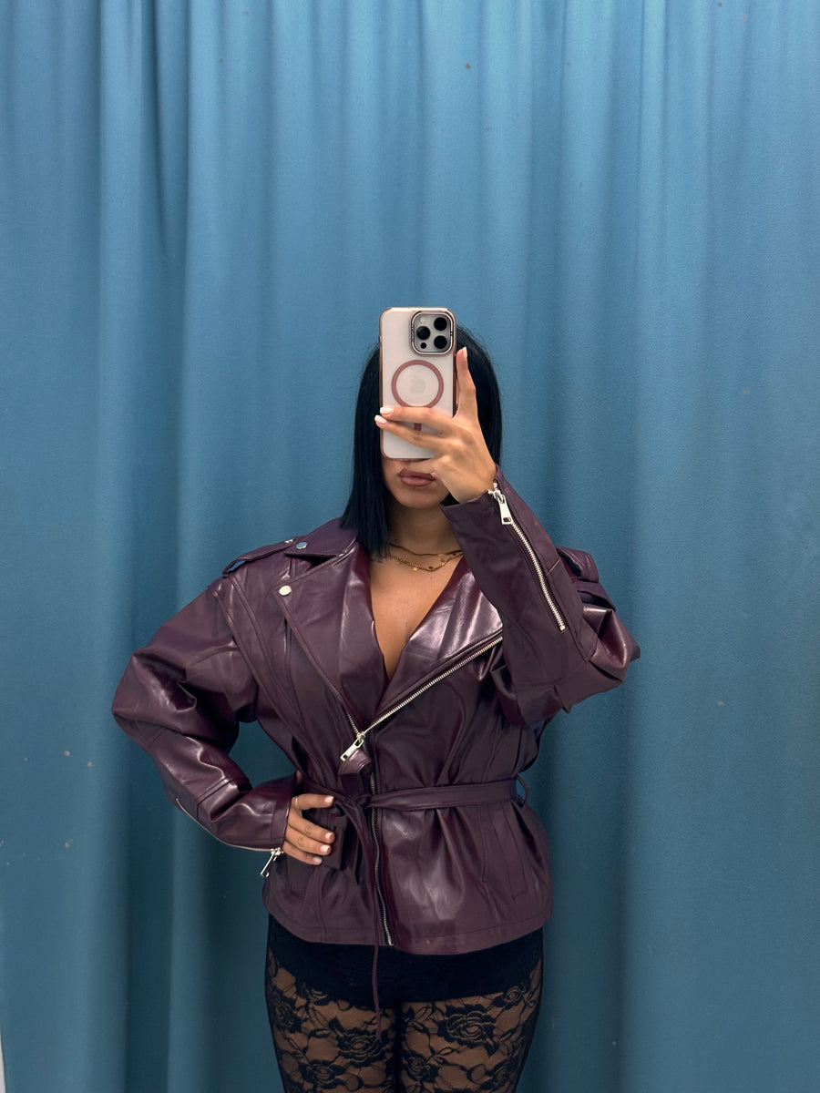 VITELLO — Giubbino Lucido con Cintura-6673