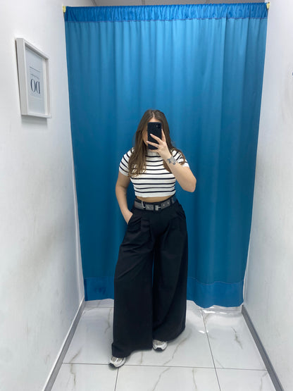 Pantalone wide leg con cintura 18065