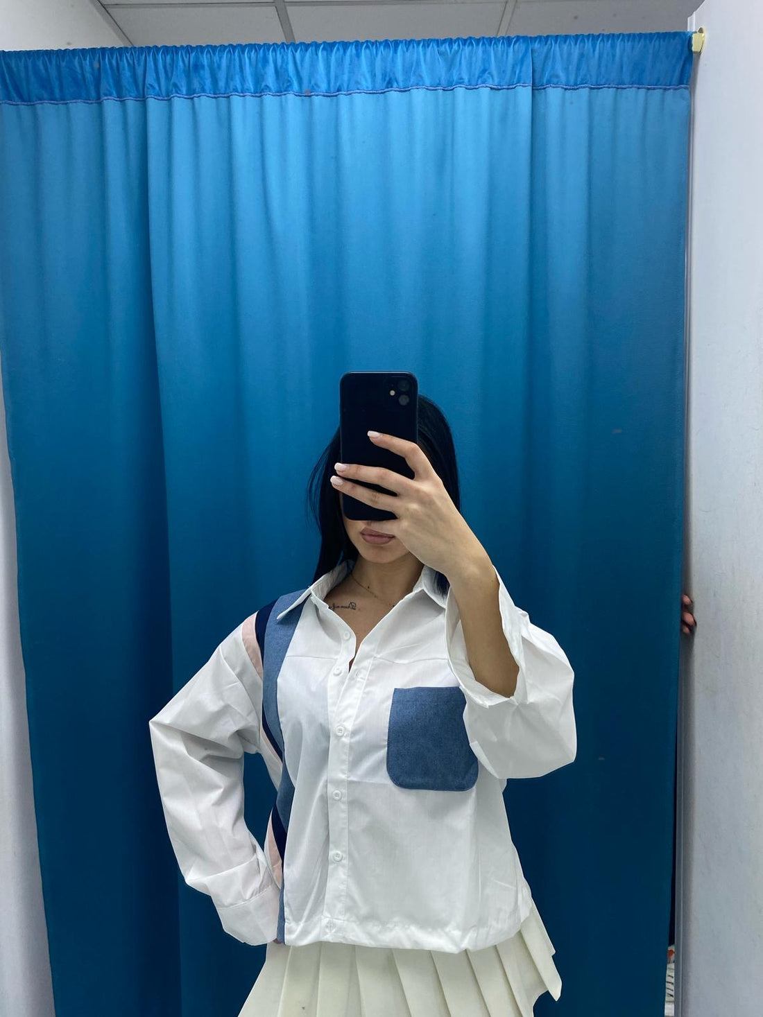 Camicia con dettagli in denim 9305