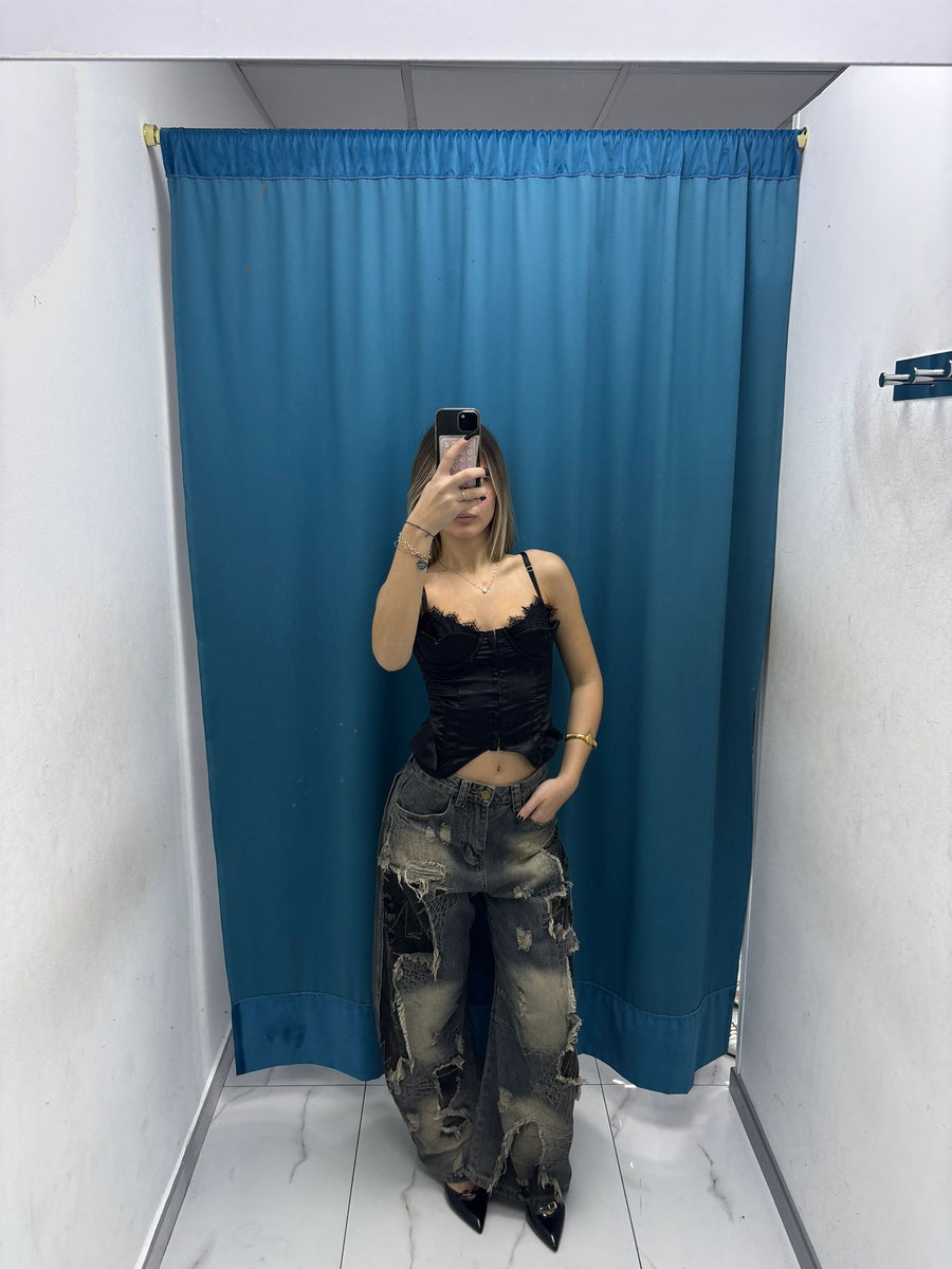 Corsetto Satin Noir 2815