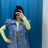 Gilet in denim con rouches 8383