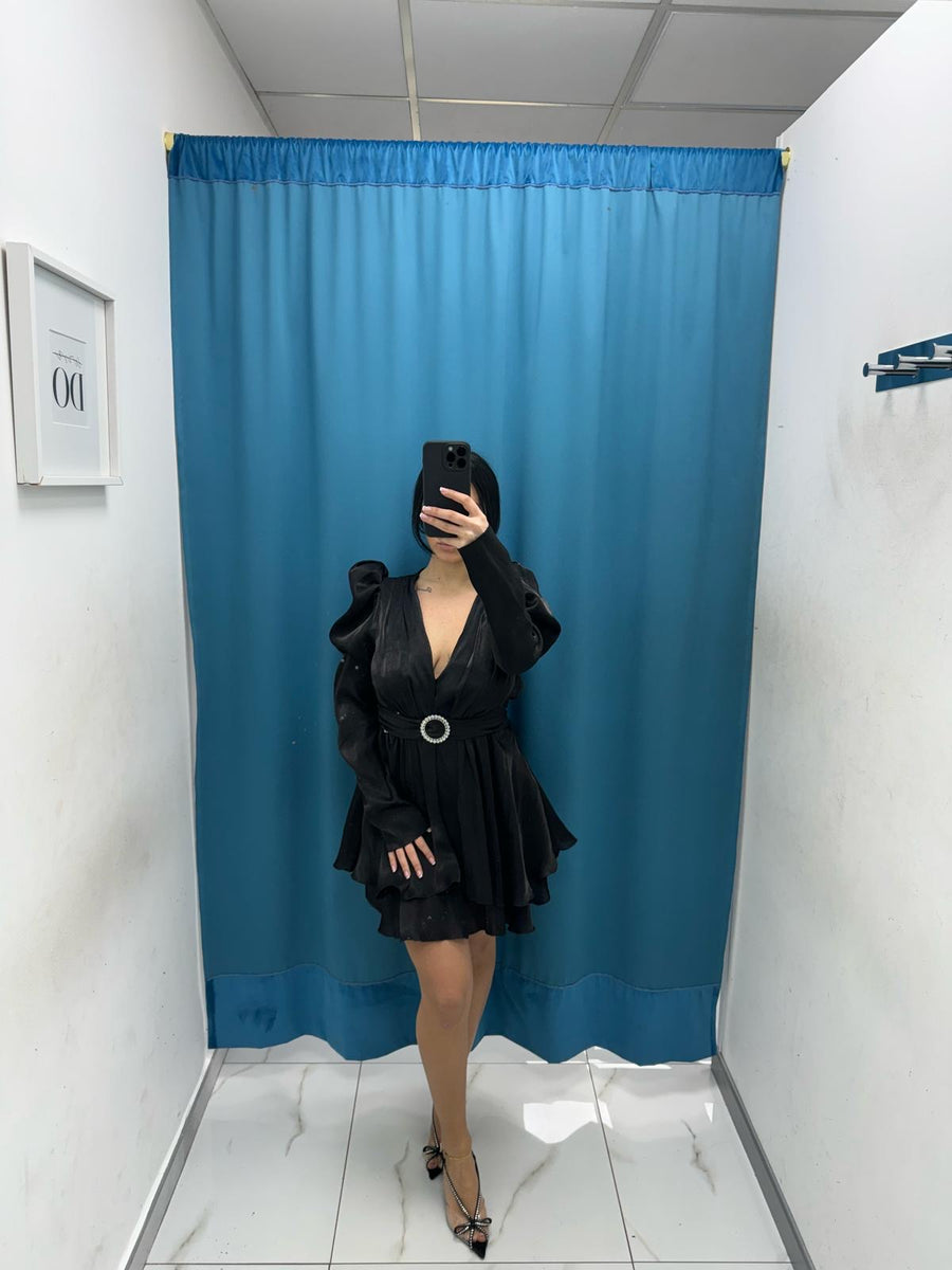 Vestito balze con cintura 26231
