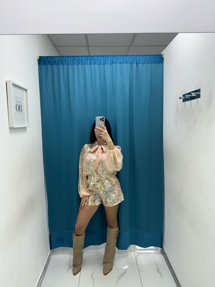 Coordinato camicia e shorts a fiori 81229
