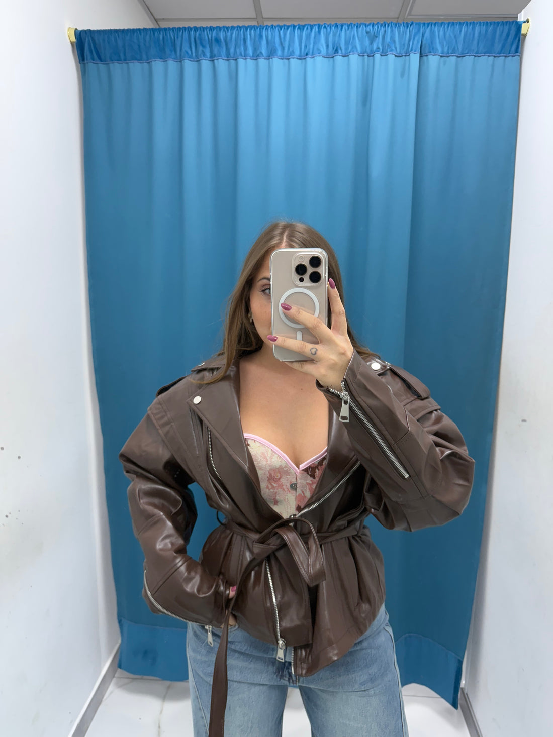 VITELLO — Giubbino Lucido con Cintura-6673