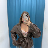 VITELLO — Giubbino Lucido con Cintura-6673