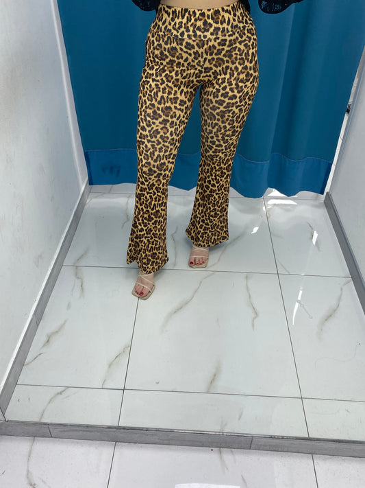 Pantalone a zampa leopardato 5753