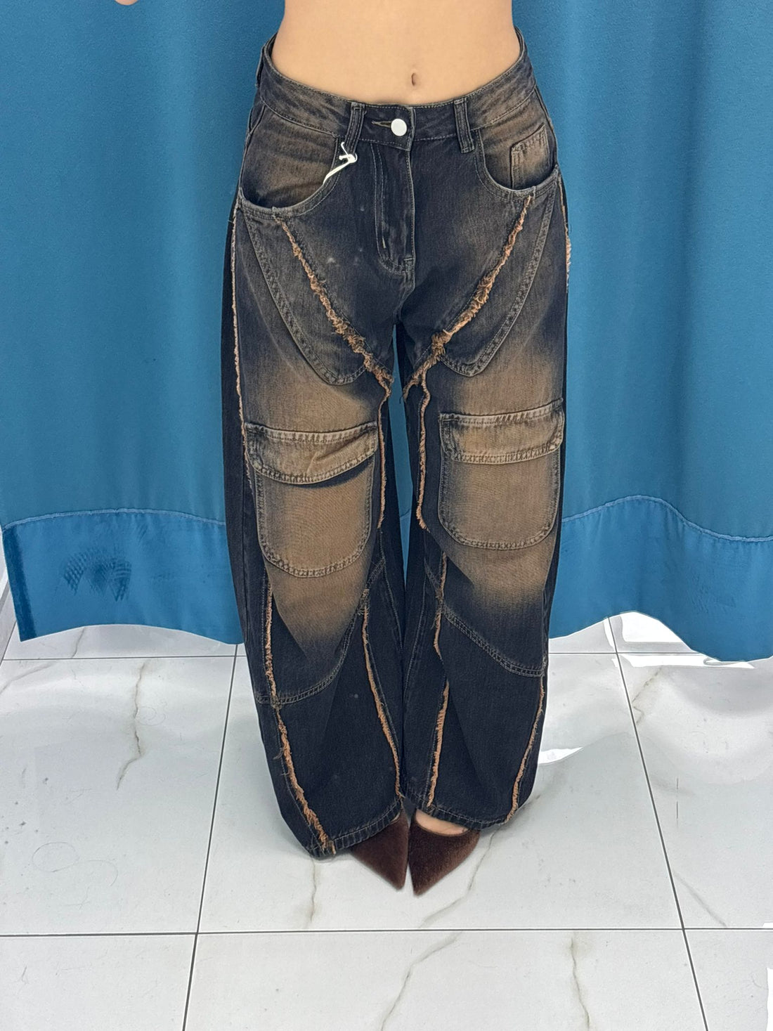 Jeans “Cognac Knee Patch” 93068