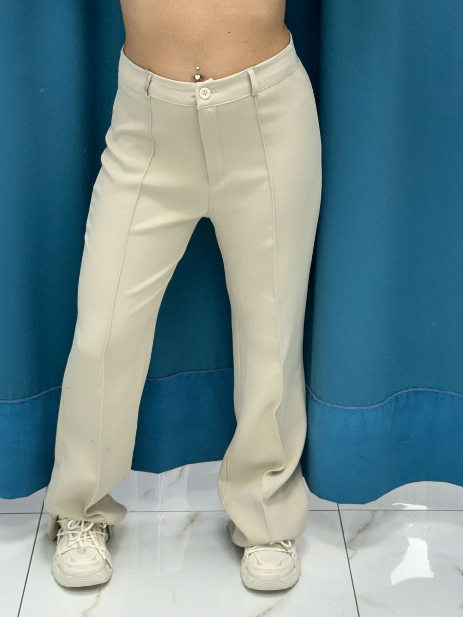 Pantalone a zampa beige 11627