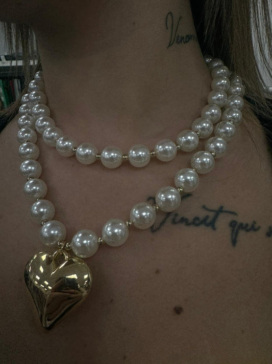 Set due collane perla e cuore