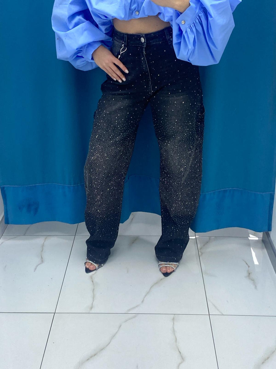 Jeans balloon shine nero 8705