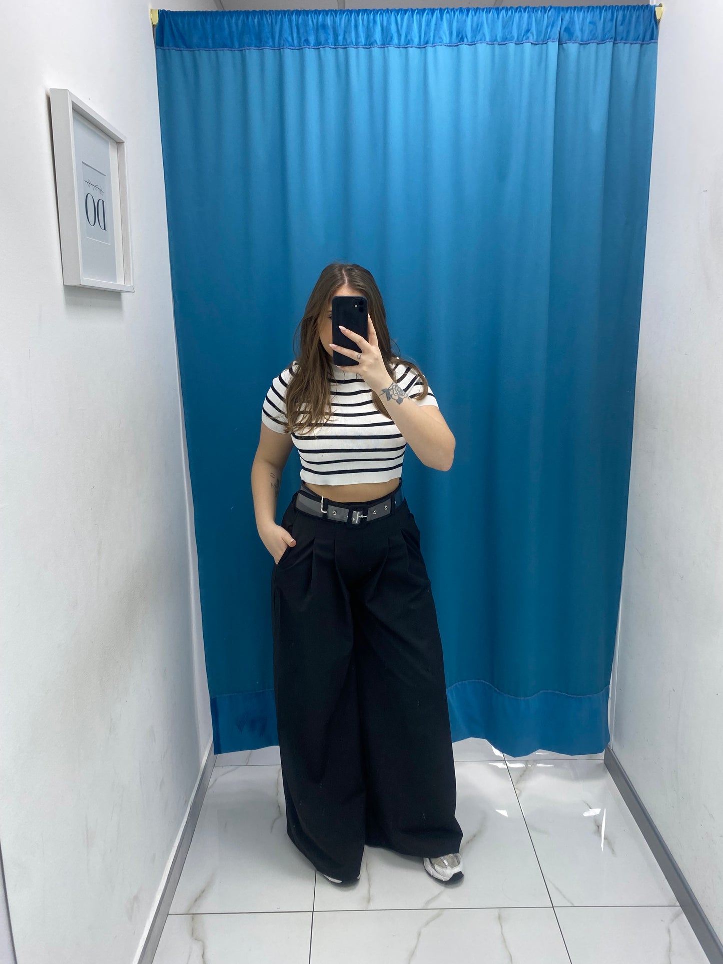 Pantalone wide leg con cintura 18065