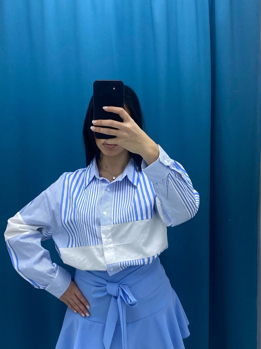 Camicia a righe celeste 33010