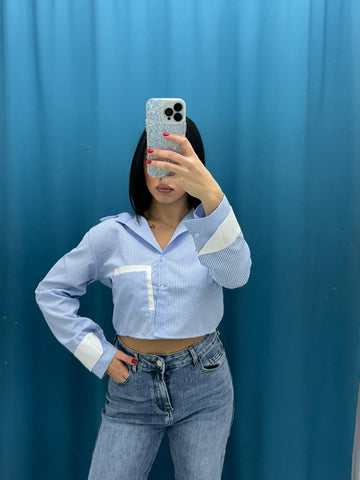 Camicia crop con brillantini 11342