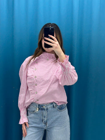 Camicia rouches a righe 36923