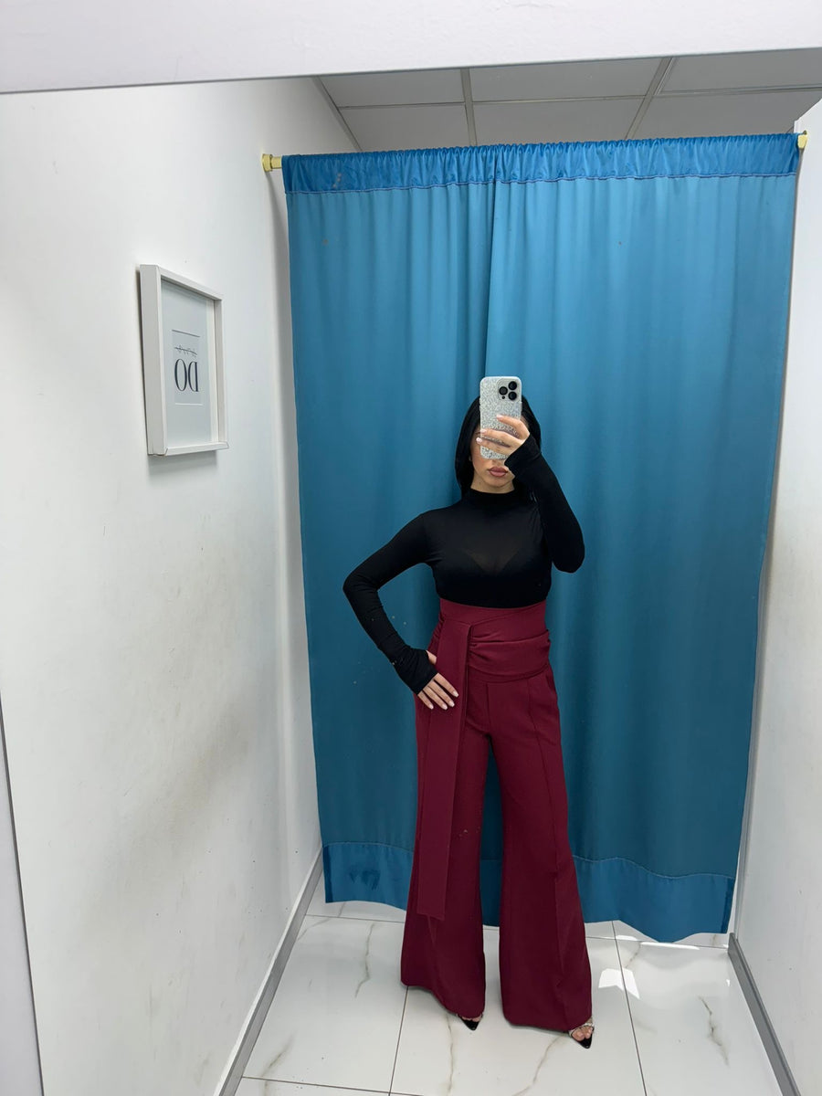 Pantalone con fascia bordeaux 16067