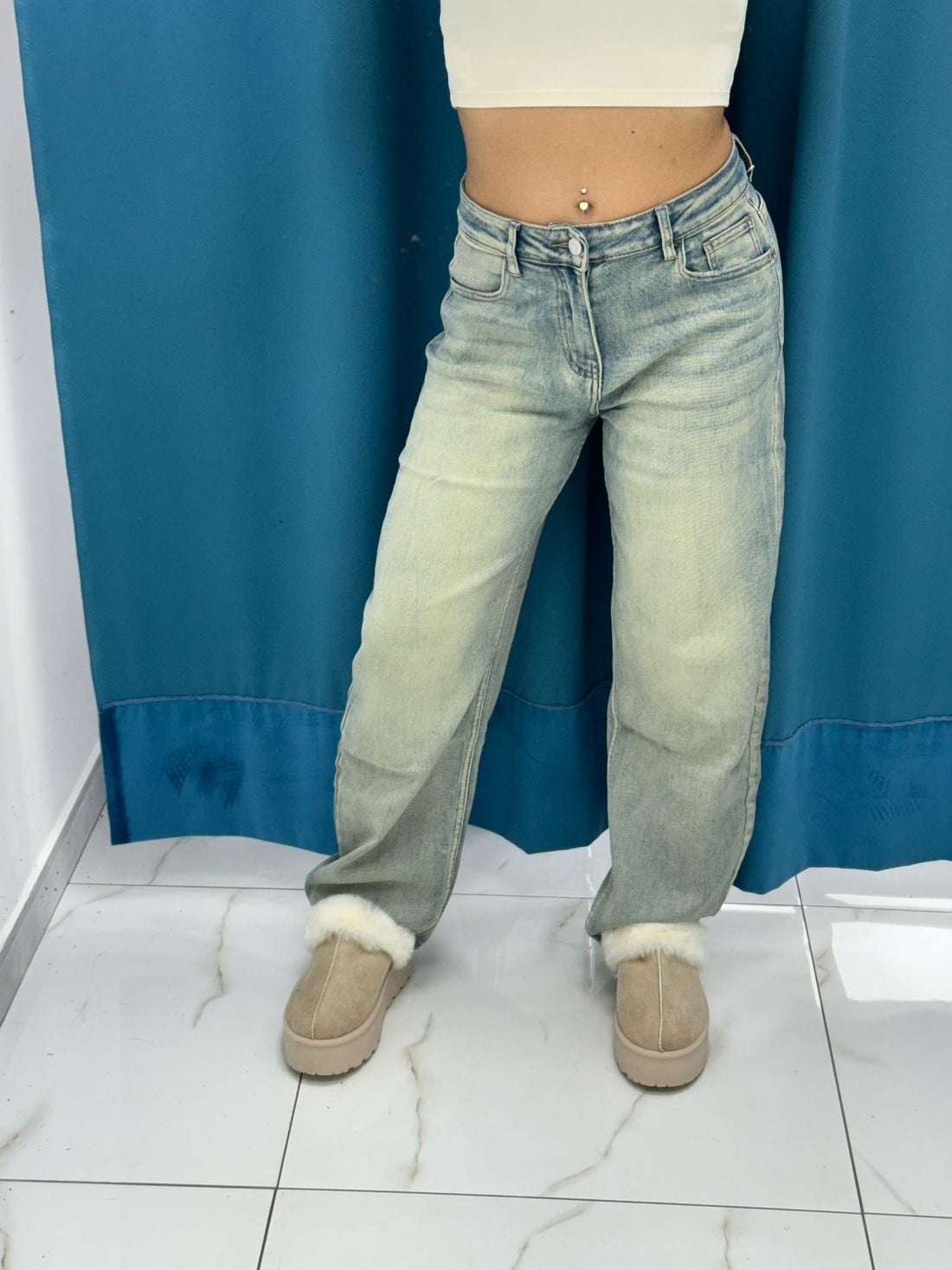 Jeans wide leg sabbiato 55382