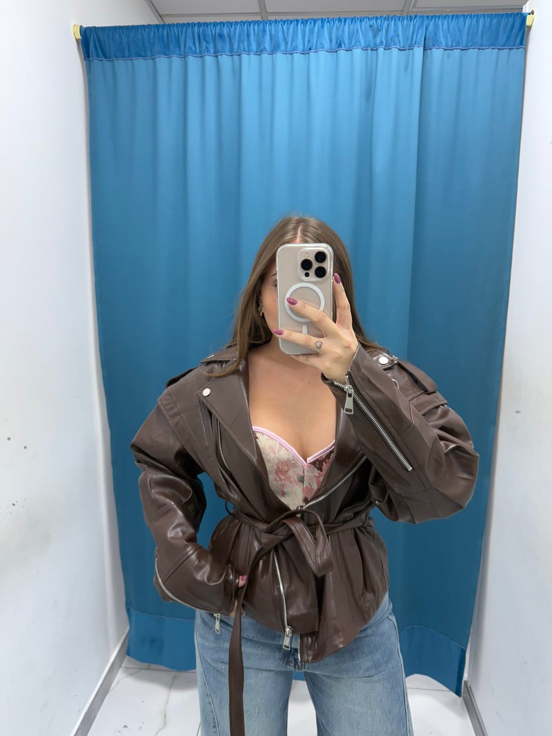 VITELLO — Giubbino Lucido con Cintura-6673