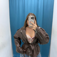 VITELLO — Giubbino Lucido con Cintura-6673