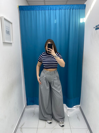 Pantalone wide leg con cintura 18065