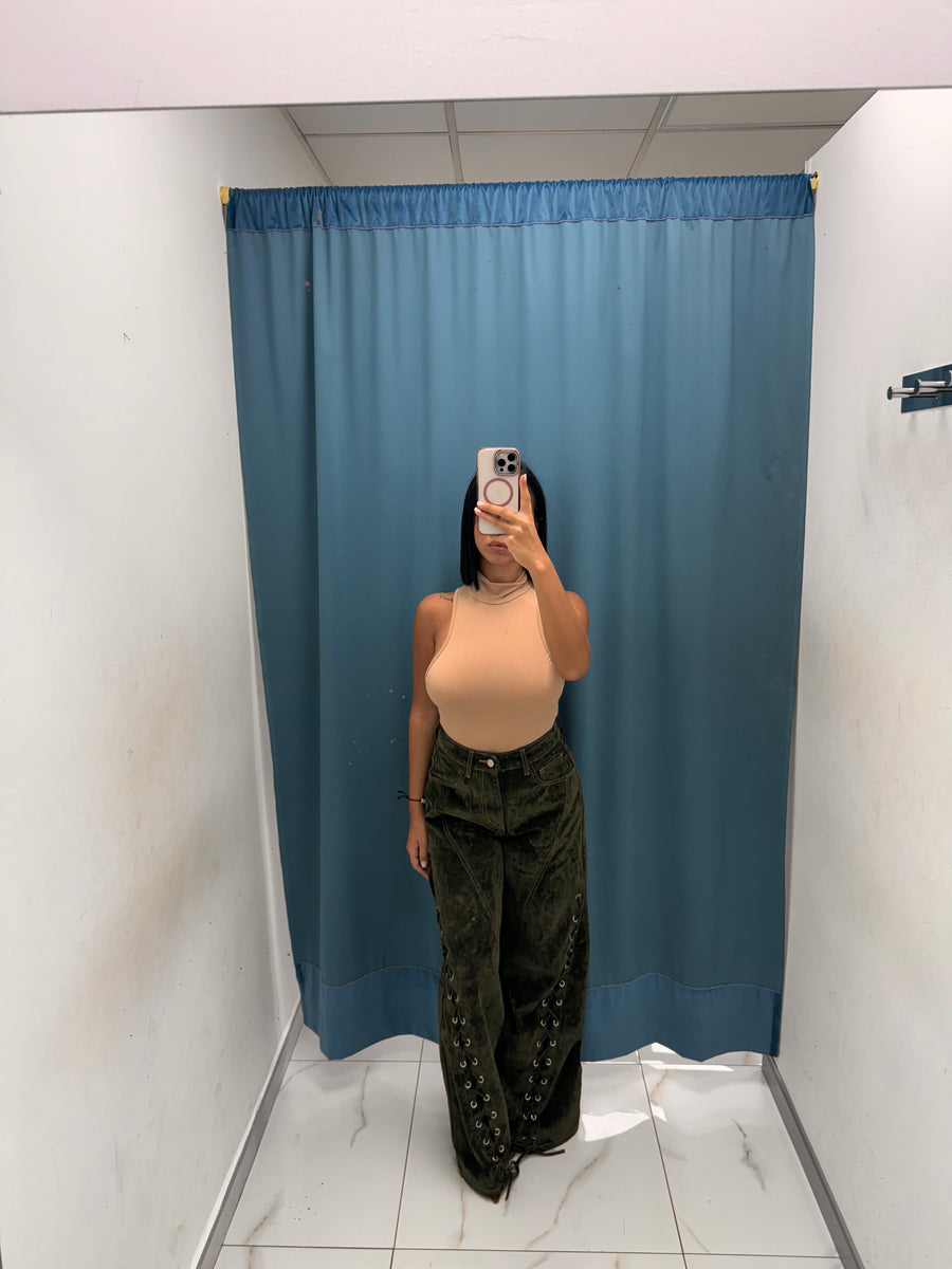 VERDÉLIA-Jeans in Velluto con Lacci-6633