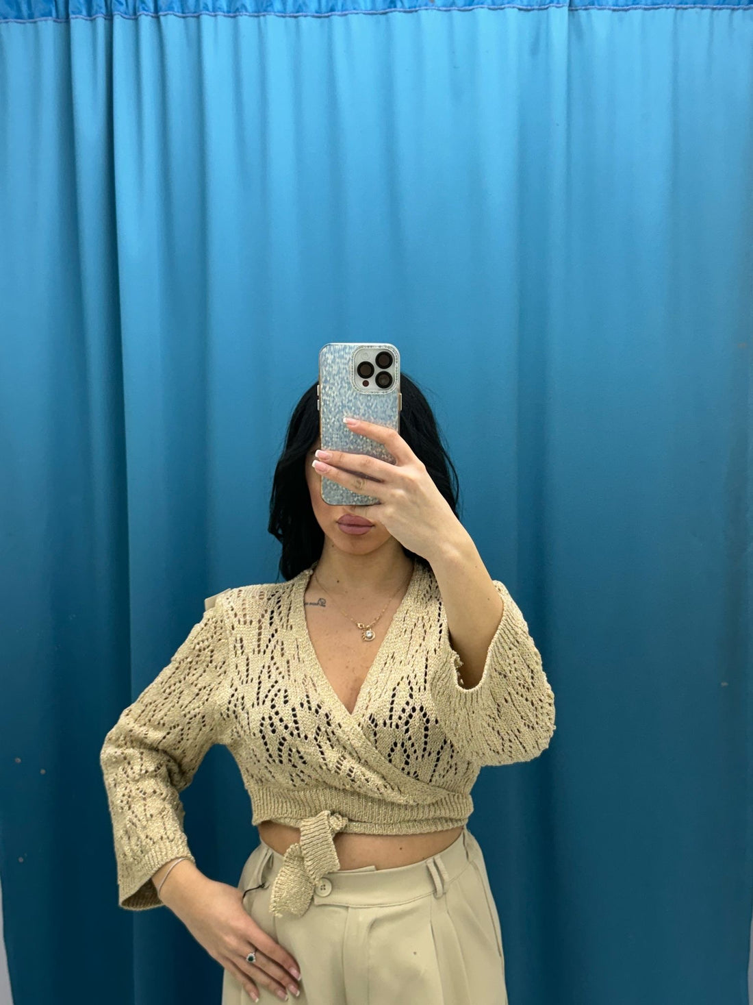 Blusa crochet beige 2430