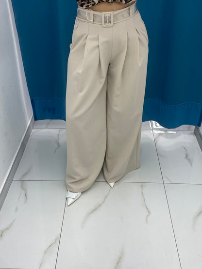 Pantalone wide leg con cintura 18065