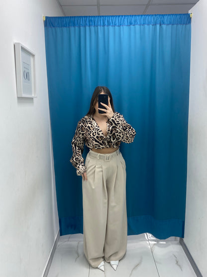 Pantalone wide leg con cintura 18065