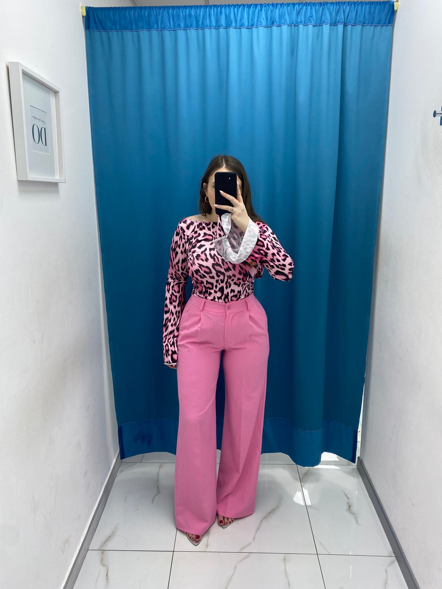 Tailleur giacca crop e pantalone fucsia 38411