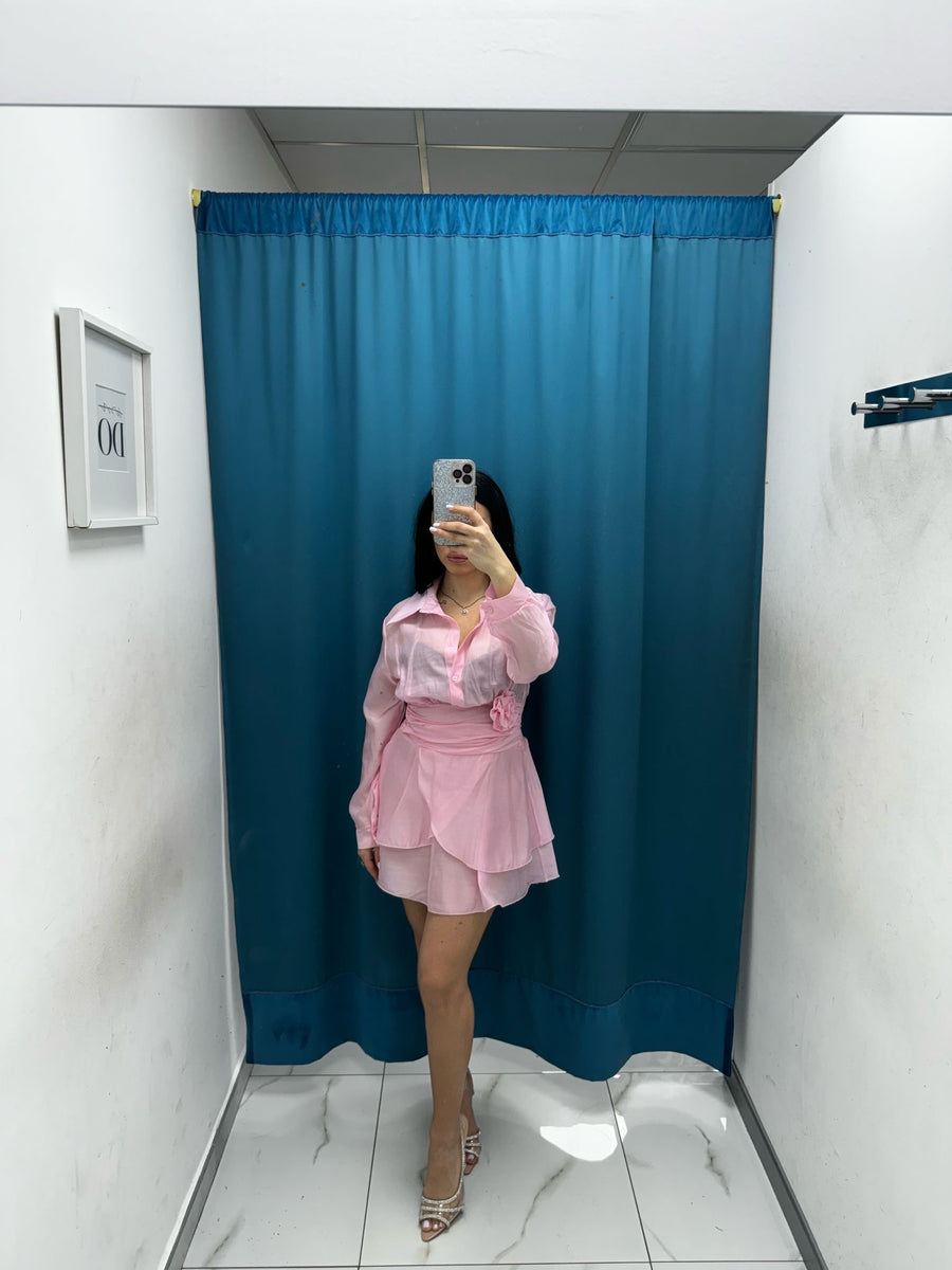 Vestito balze con rosa 26592