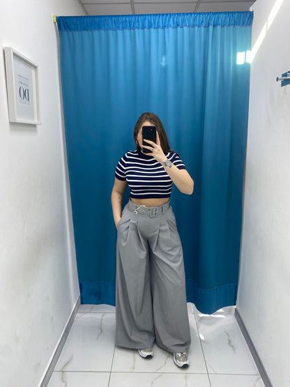 Pantalone wide leg con cintura 18065