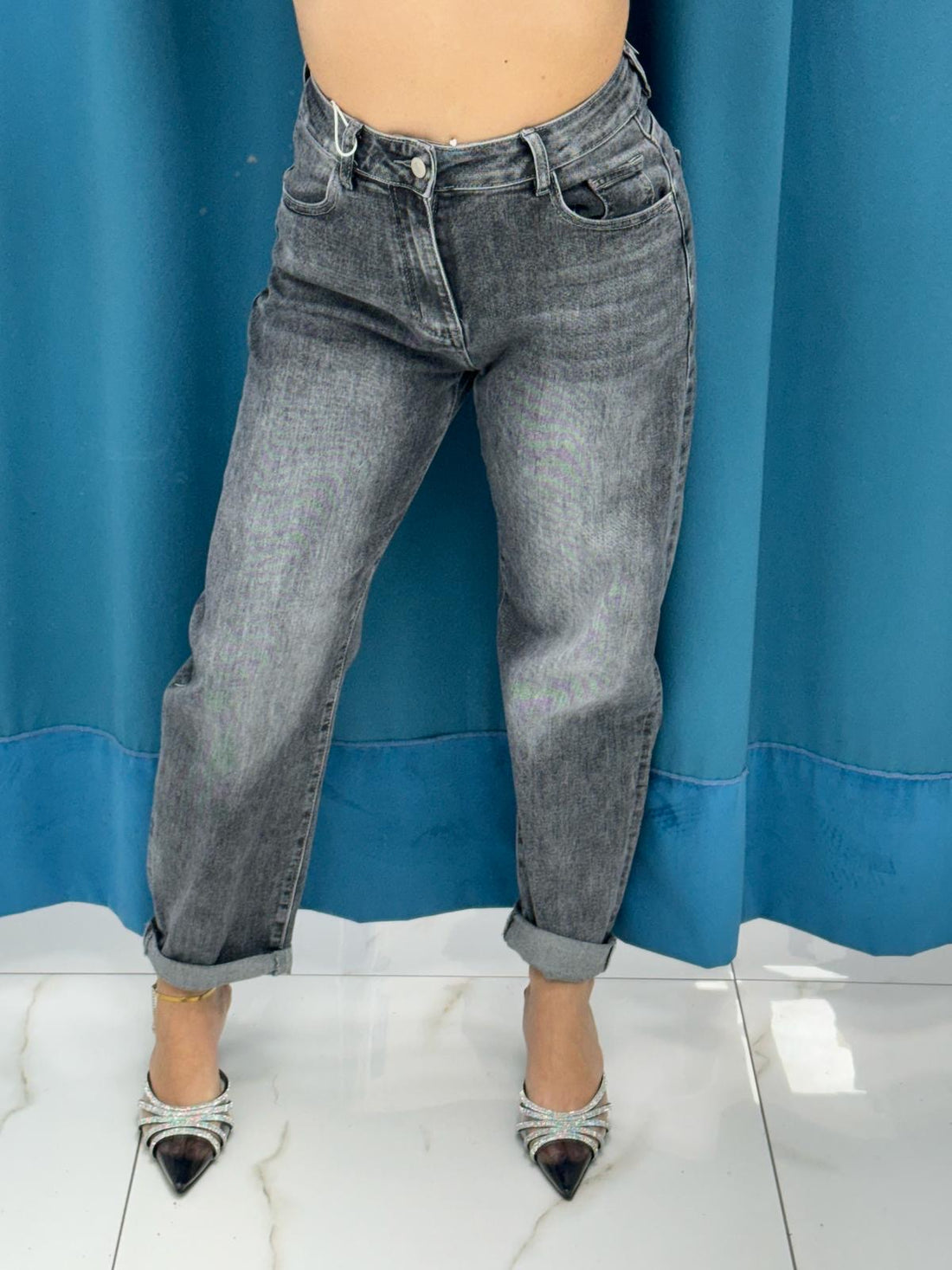 Jeans mom fit grigio 22313