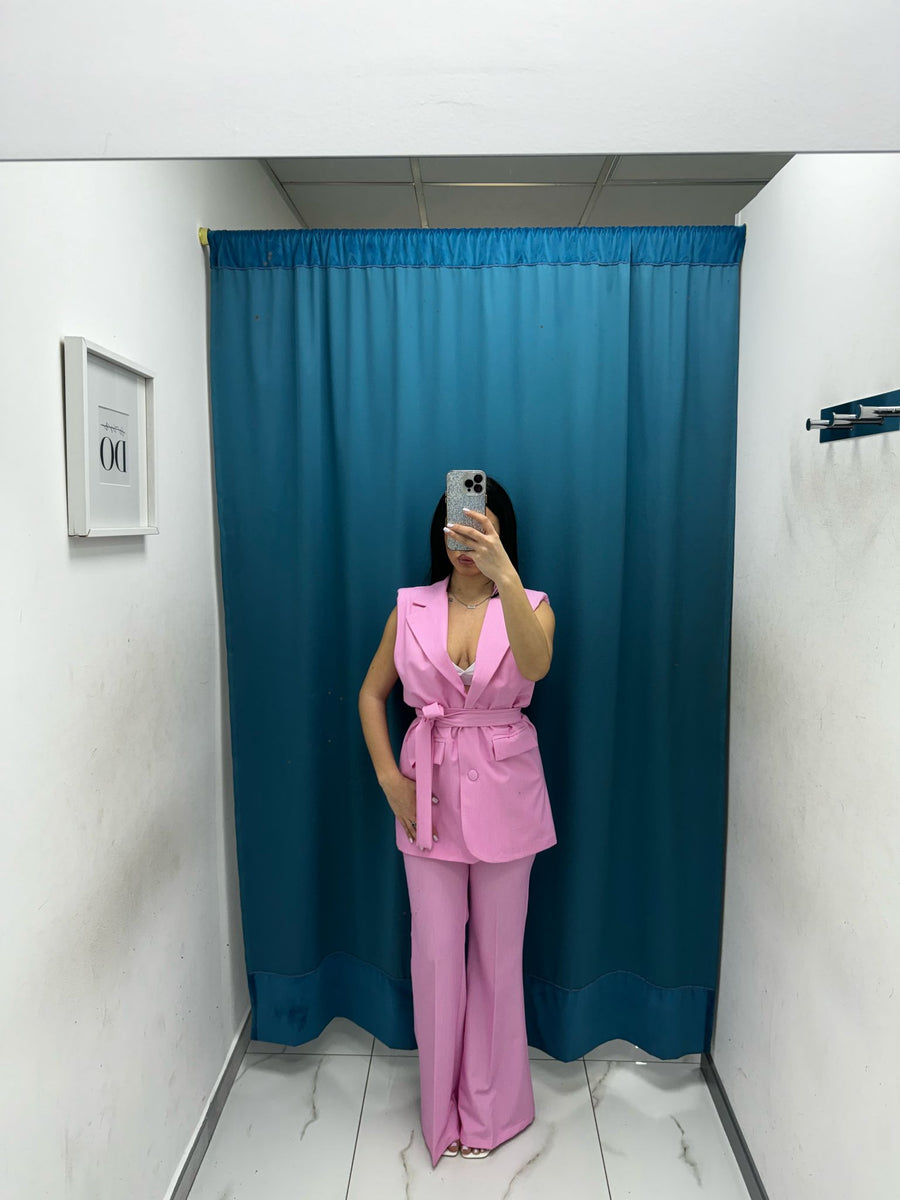Tailleur gilet e pantalone rosa 6313