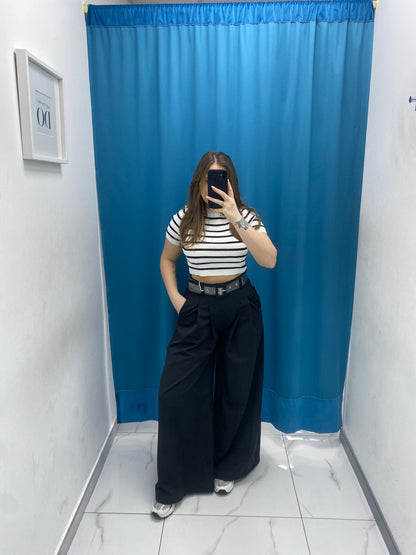 Pantalone wide leg con cintura 18065