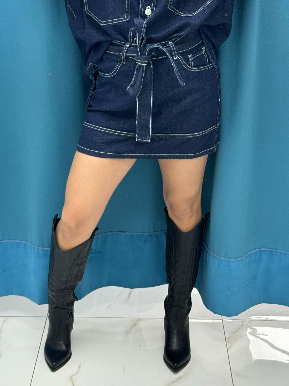 Coordinato camicia e gonna denim