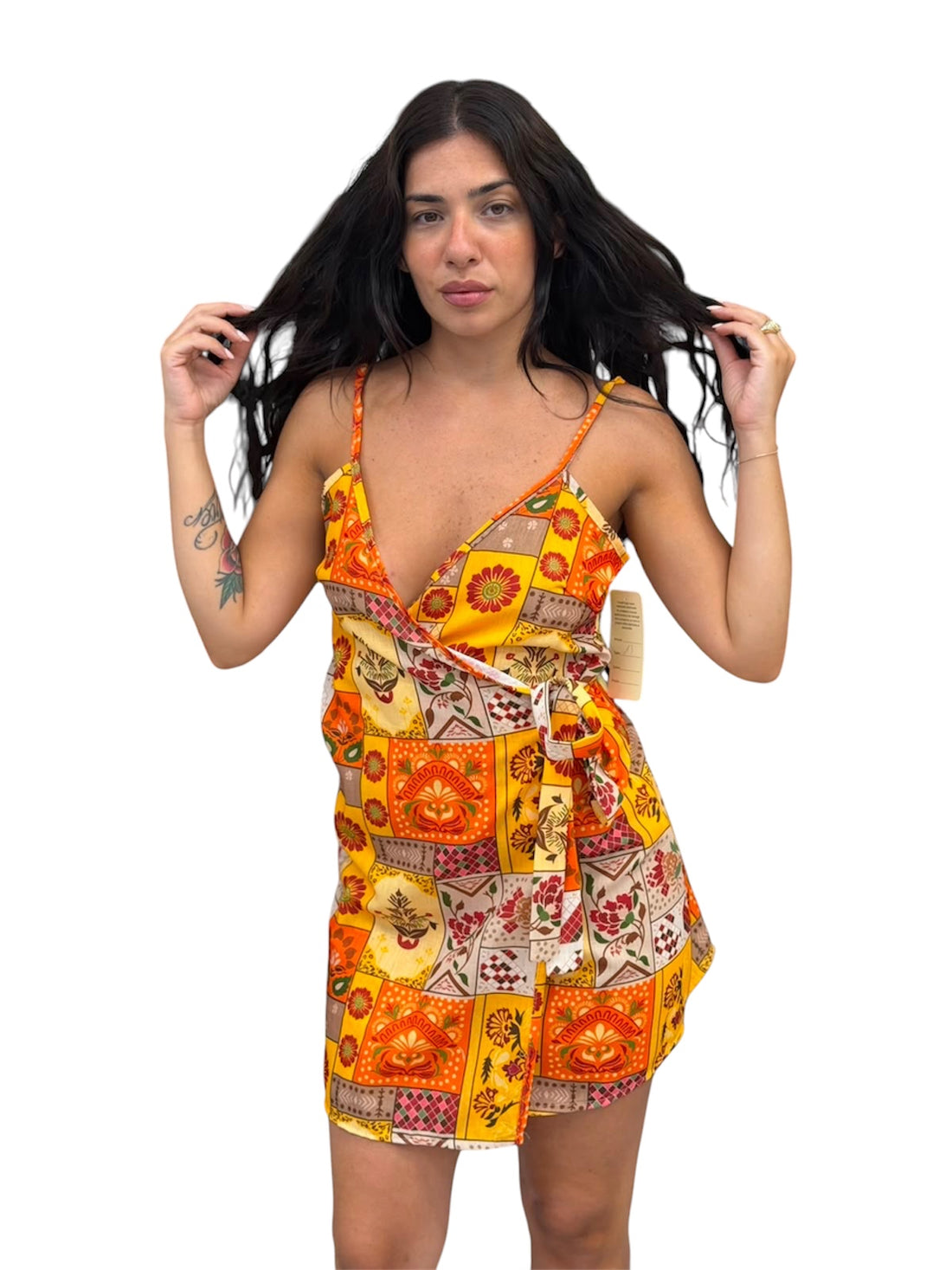 Vestito portafoglio con stampa