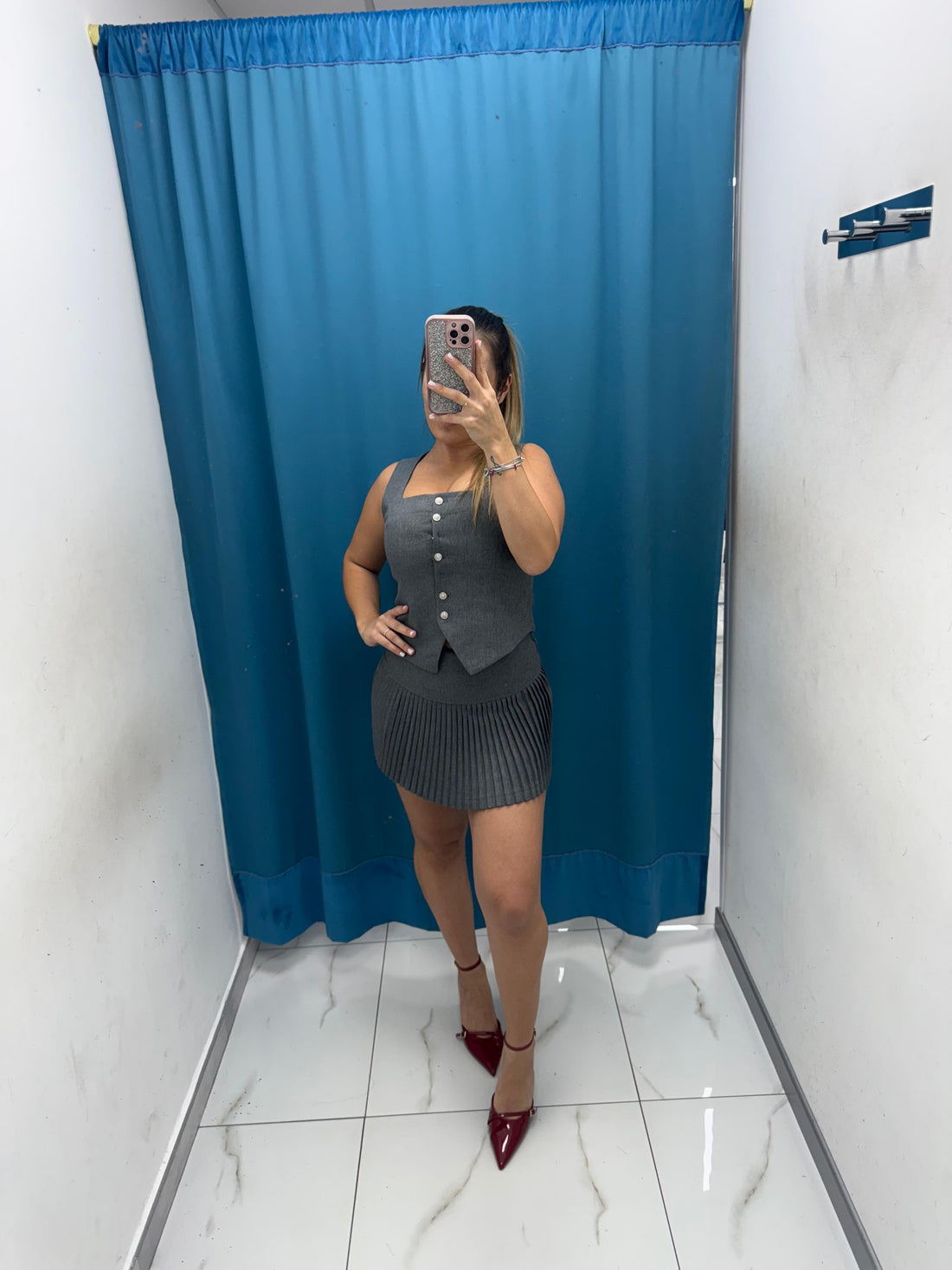 Grey Mood – Set Gilet & Skirt-3626