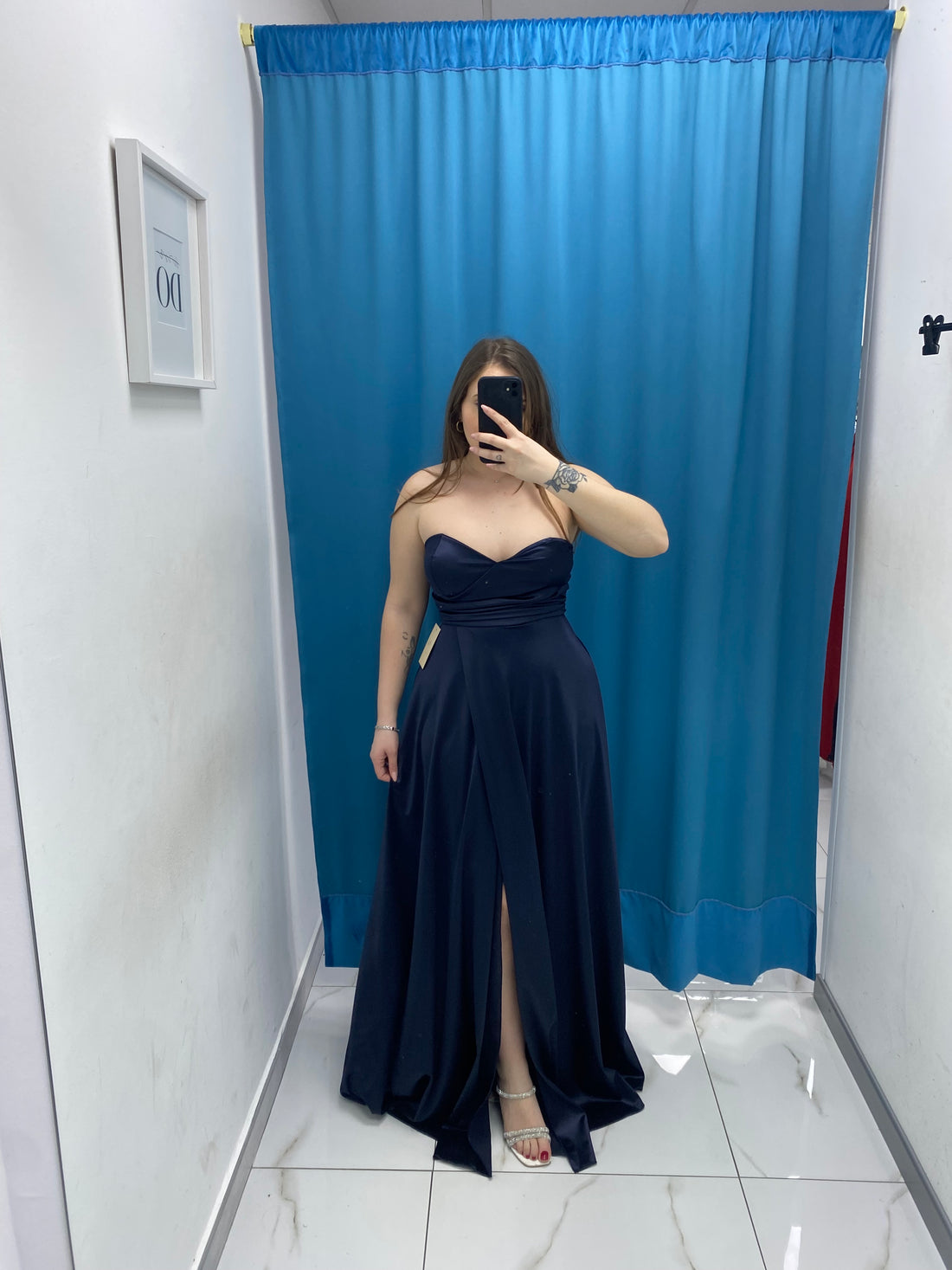 Vestito a fascia lungo raso 23638