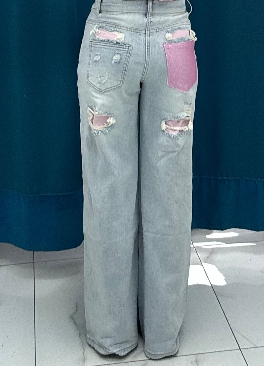 jeans"Dual Pink Spark"-82873
