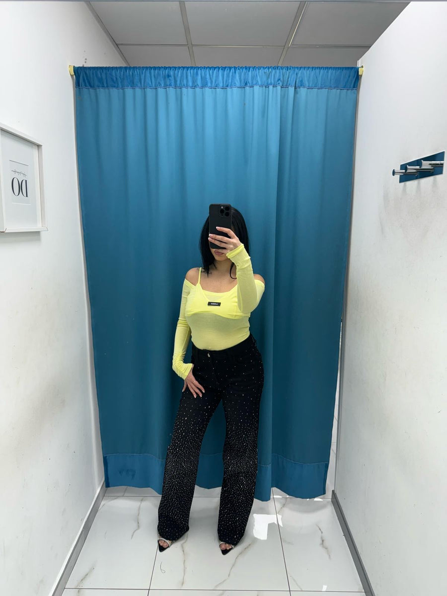Jeans nero strass 25483