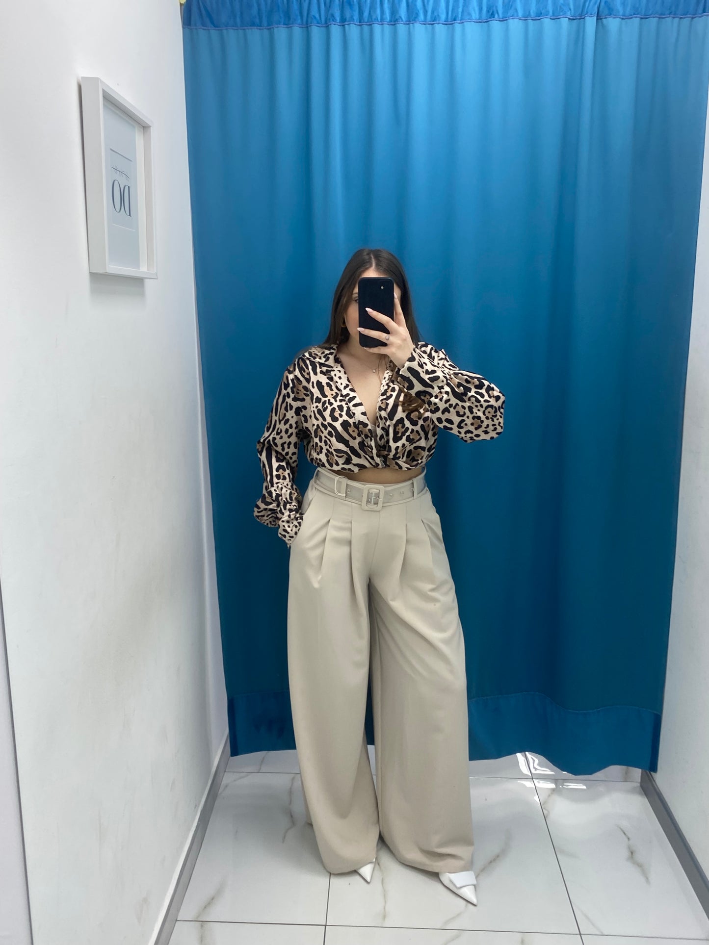 Pantalone wide leg con cintura 18065