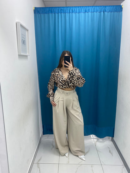 Pantalone wide leg con cintura 18065