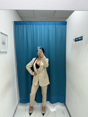 Tailleur giacca e pantalone beige 85613