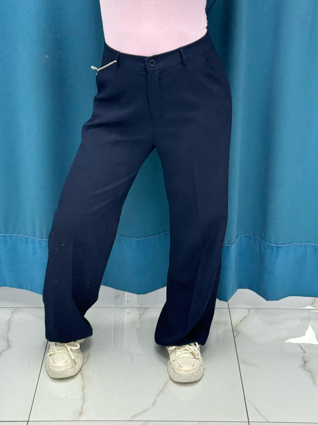 Pantalone wide leg blu 11938