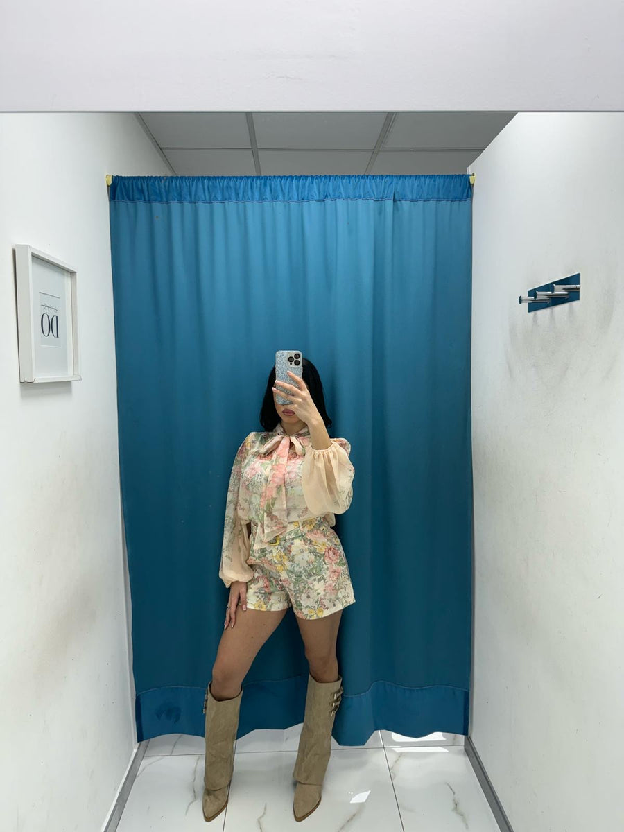 Coordinato camicia e shorts a fiori 81229