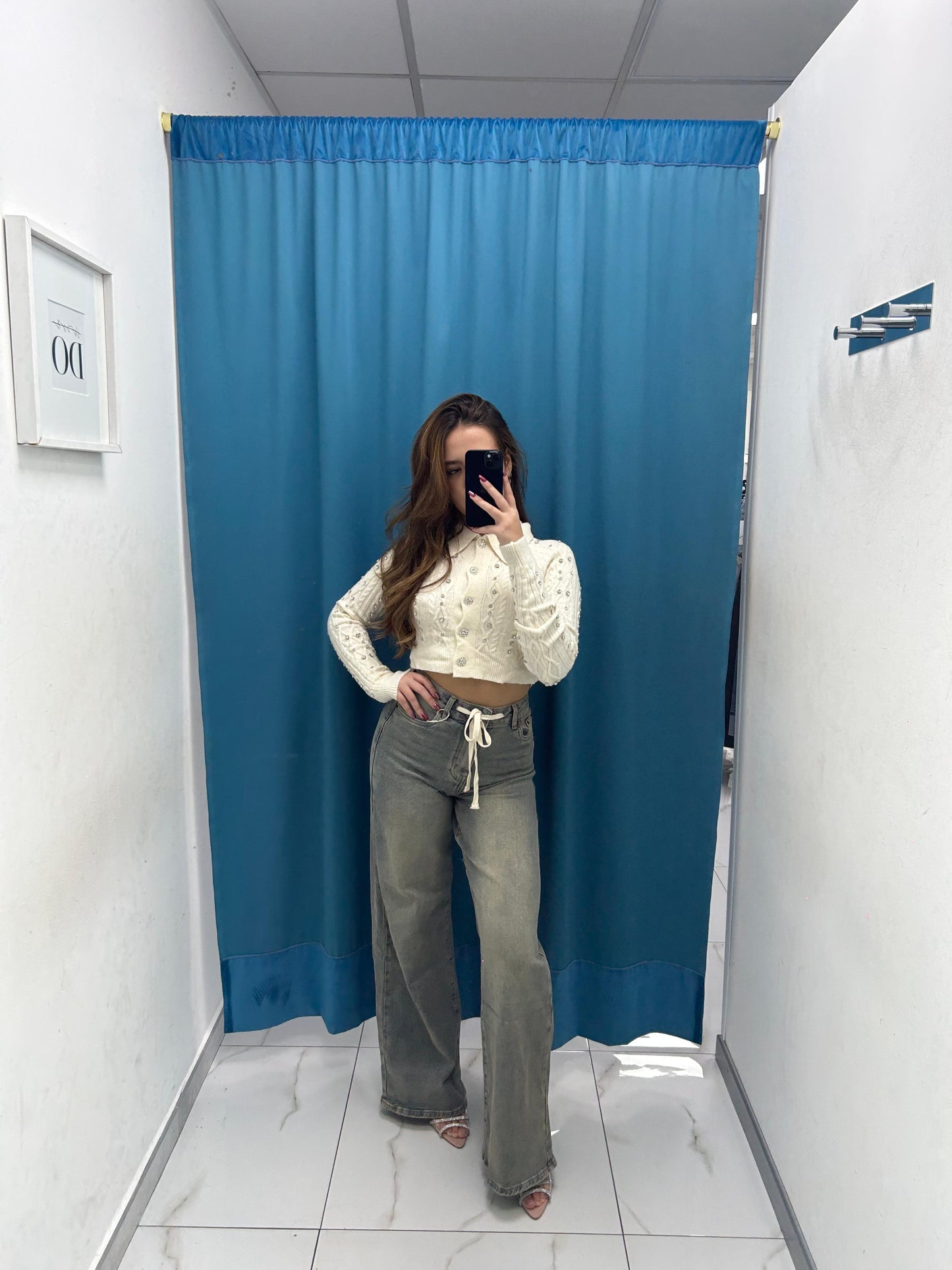 Jeans wide leg sabbiato 8413