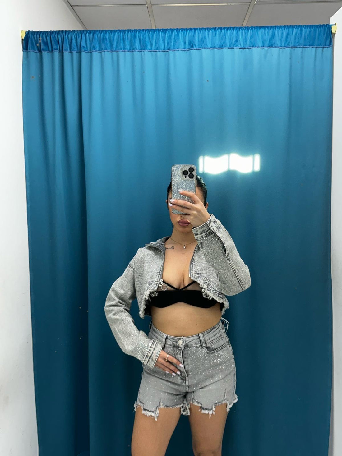 Shorts denim grigio 6380