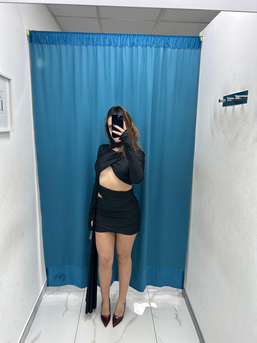 Vestito cut out con brillantini 25944