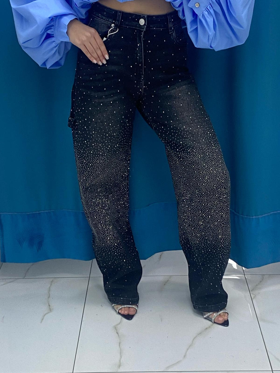 Jeans balloon shine nero 8705