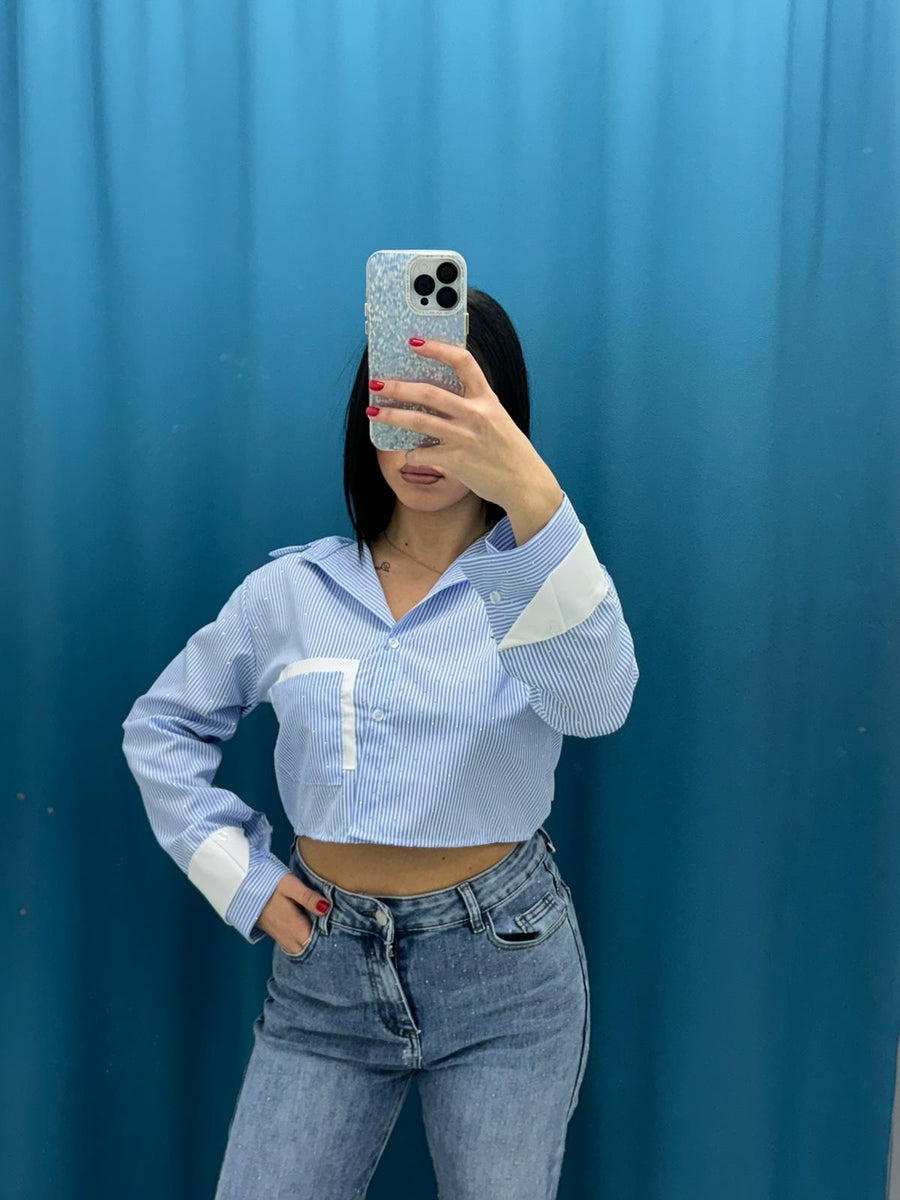Camicia crop con brillantini 11342