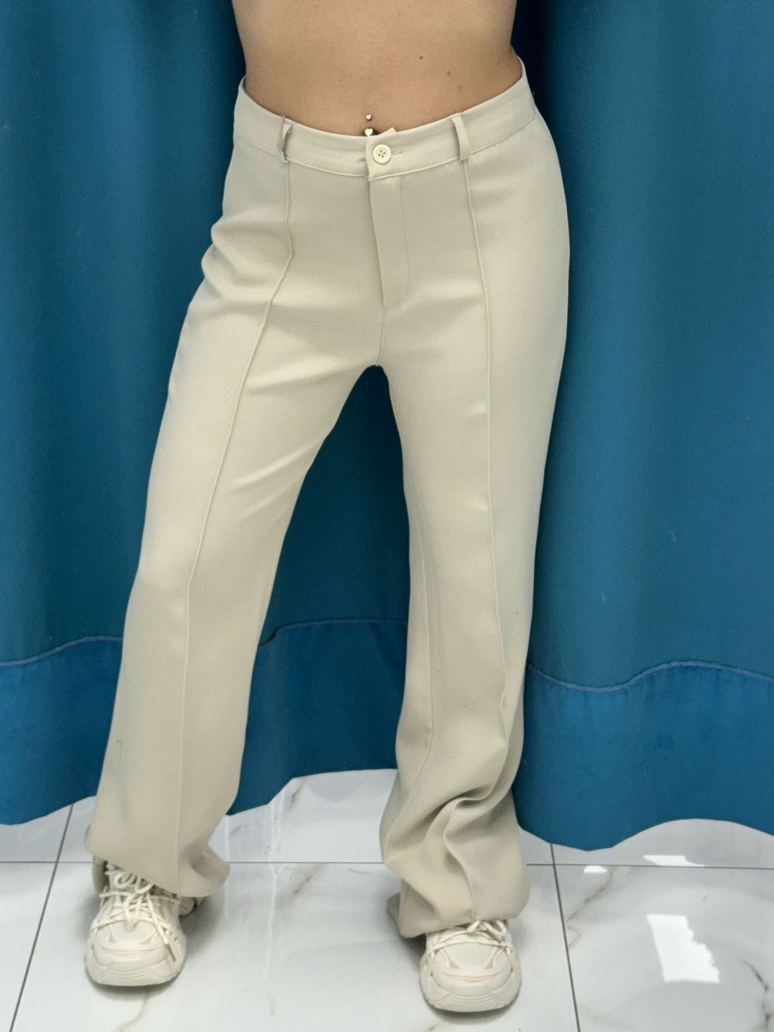 Pantalone a zampa beige 11627